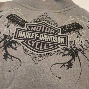 HARLEY DAVIDSON Ladies SZ M, Stand Collar Gray Zip Up Sweat Shirt I